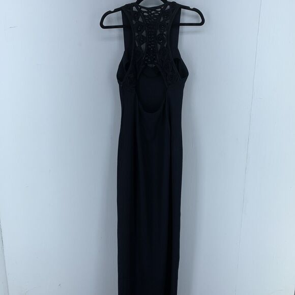 Vtg Jessica McClintock Gunne Sax Dress Ribbon Racer Back Whimsy Goth Gothic Slit - Picture 6 of 8